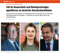 More than 140 former heads of state and Nobel laureates call on candidates for German chancellor to waive intellectual property rules for COVID vaccines More than 140 former heads of state and Nobel laureates call on candidates for German chancellor to waive intellectual property rules for COVID vaccines