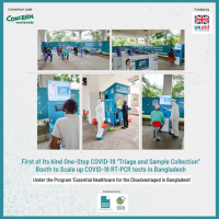 First of its kind One-Stop COVID-19 “Triage and Sample Collection” Booth to Scale up COVID-19 RT-PCR tests in Bangladesh. First of its kind One-Stop COVID-19 “Triage and Sample Collection” Booth to Scale up COVID-19 RT-PCR tests in Bangladesh.