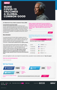 Your Support for the Campaign to Make COVID-19 Vaccines a Global Common Good Your Support for the Campaign to Make COVID-19 Vaccines a Global Common Good