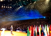 Yunus urges youth at One Young World to imagine the World they want and build it. Yunus urges youth at One Young World to imagine the World they want and build it.