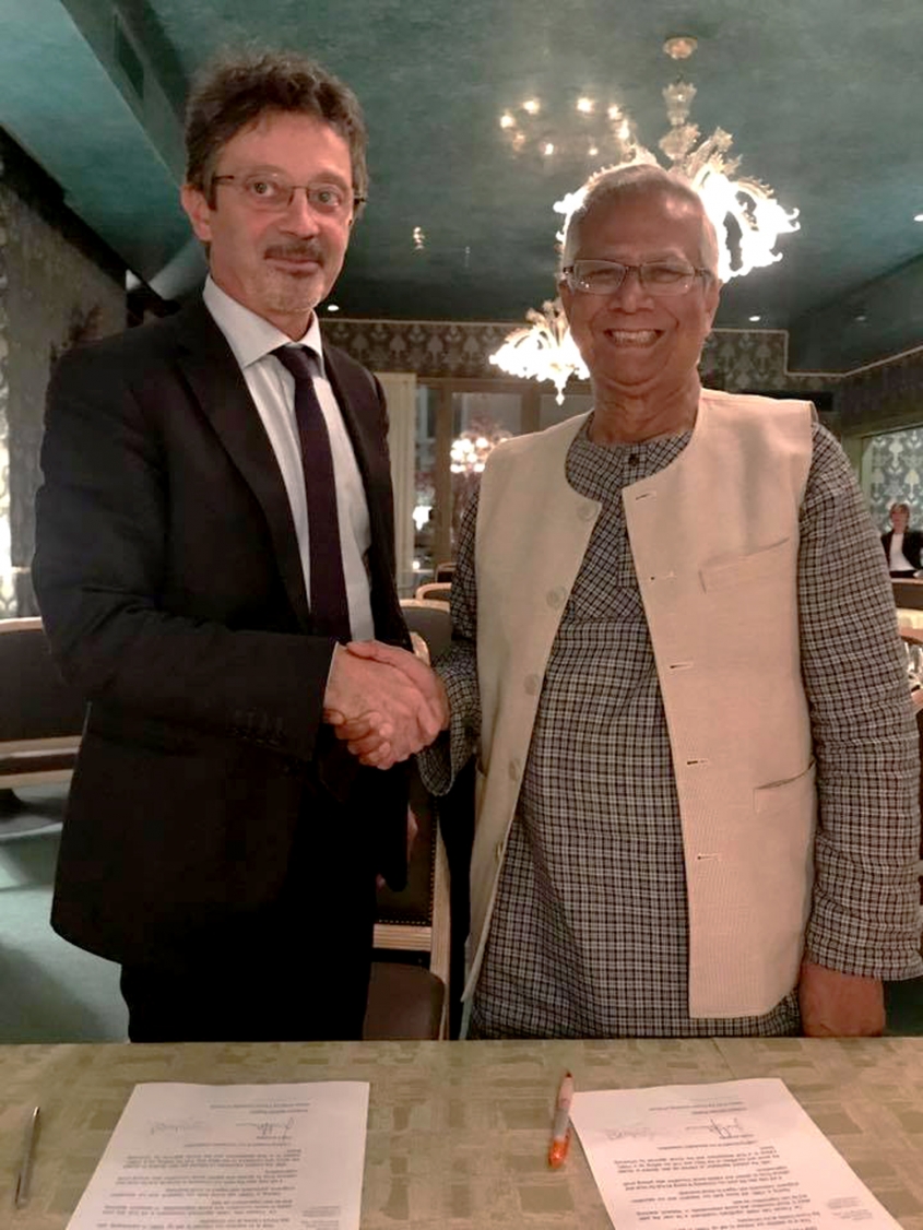 Yunus Awarded University Fellowship and launches the 63rd Yunus Social Business Centre (YSBC) at University of Venice Yunus Awarded University Fellowship and launches the 63rd Yunus Social Business Centre (YSBC) at University of Venice